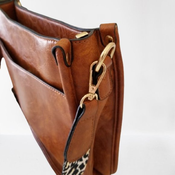 NEW! Brown Faux Leather Shoulder/Crossbody Bag w/Detachable Strap - Picture 6 of 8